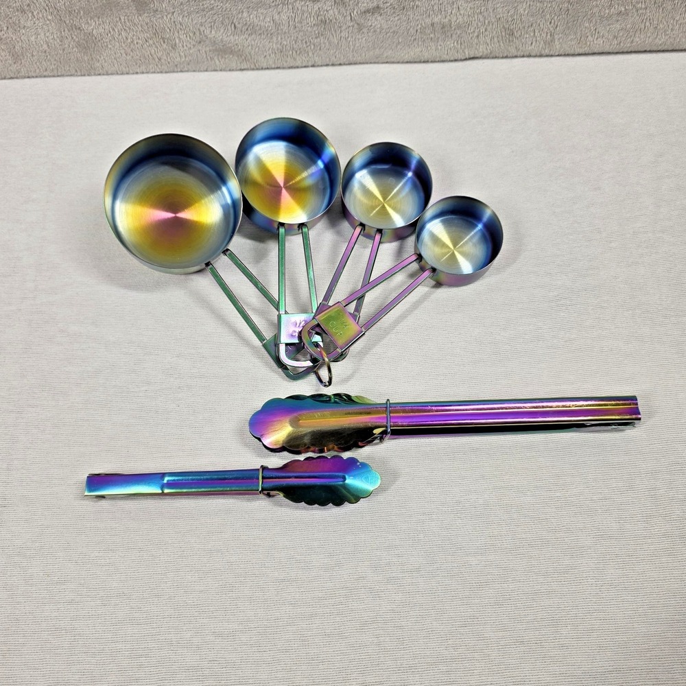 Rainbow Color Kitchen Ware Measuring Cups & Tongs